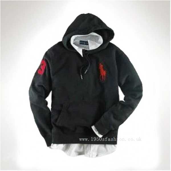 Polo Ralph Lauren Black Patriotic Big Pony Hoodie(fair,JOLLY ,Low Price,Family fitted )